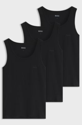 Three-pack cotton vests, Black