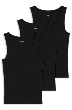 Three-pack of underwear vests in rib-knit cotton