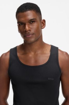 Three-pack cotton vests, Black