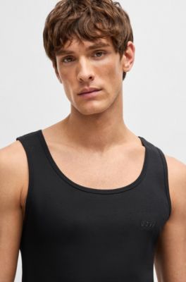 Three-pack of ribbed-cotton underwear vests, Black