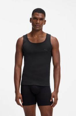 Three-pack cotton vests, Black