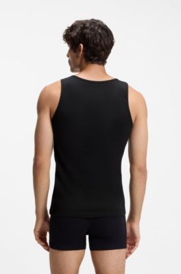 Three-pack of underwear vests in rib-knit cotton, Black