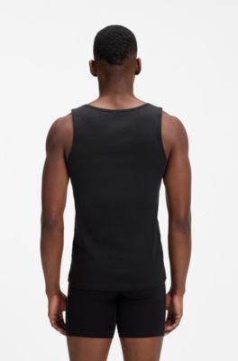 Three-pack cotton vests, Black