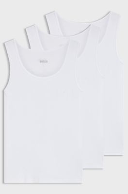 Three-pack of ribbed-cotton underwear vests, White