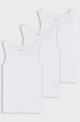 Three-pack of underwear vests in rib-knit cotton, White