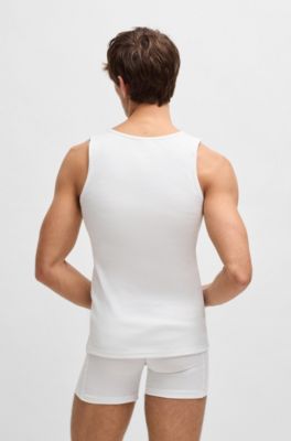 アンダーウエア タンクトップ3枚セット コットンリブ, ホワイト