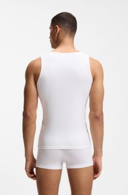 Three-pack of ribbed-cotton underwear vests, White