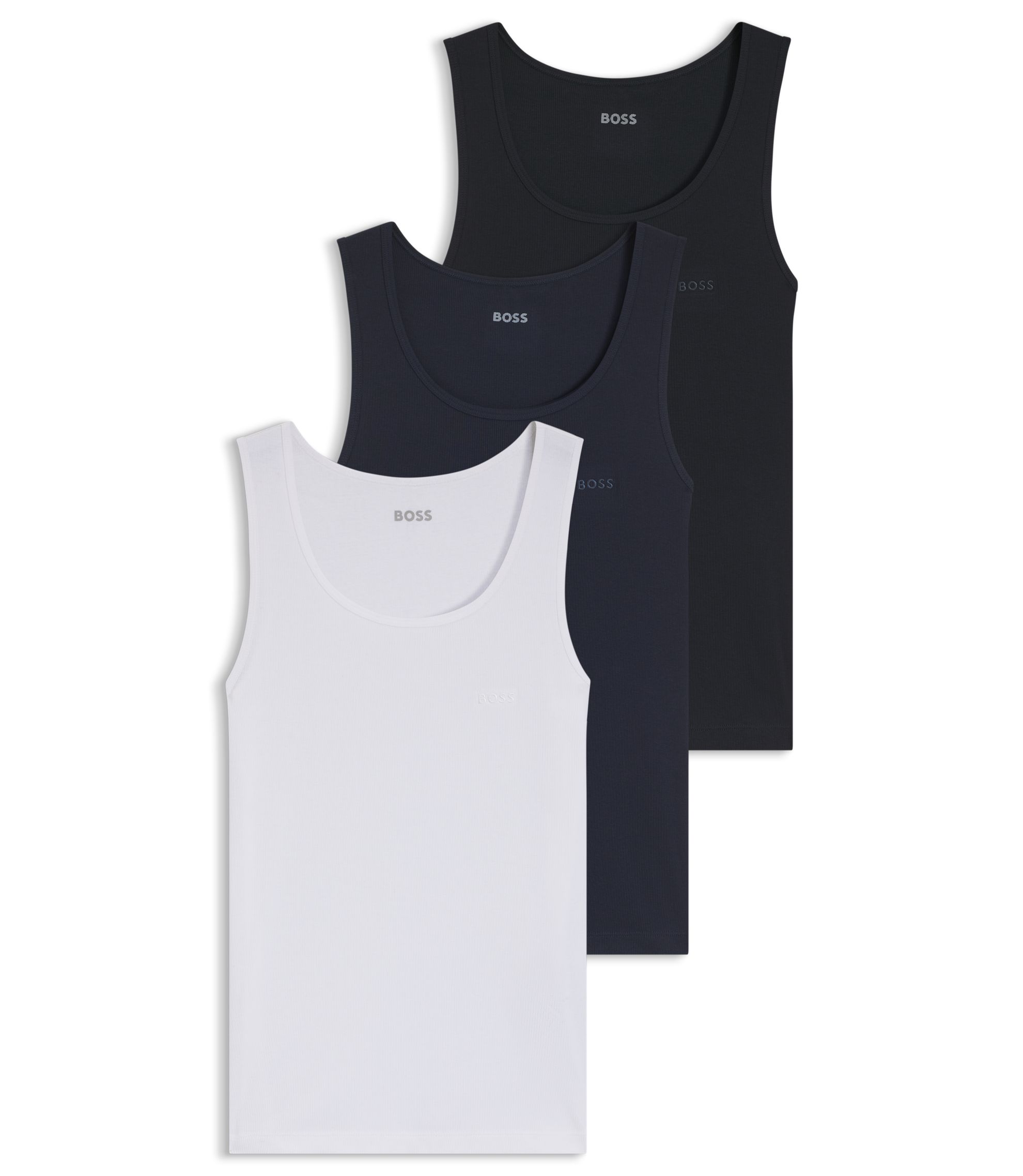 Dreierpack Unterhemden aus Ripp-Baumwolle