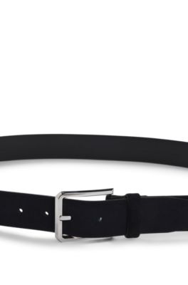 Suede belt with silver-tone buckle, Dark Blue