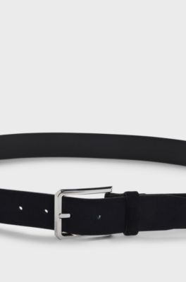 Suede belt with silver-tone buckle, Dark Blue