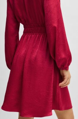 Adjustable-waist dress in crinkle satin, Pink