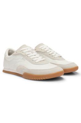 Low-profile trainers with suede trims, White