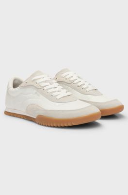 Low-profile trainers with suede trims, Natural