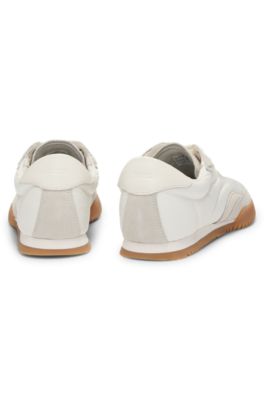Low-profile trainers with suede trims, White