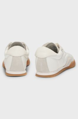 Low-profile trainers with suede trims, Natural