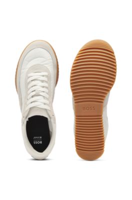 Low-profile trainers with suede trims, White
