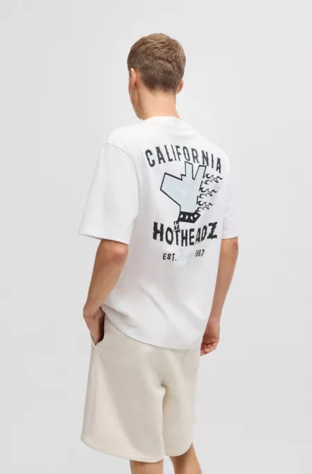Cotton-jersey T-shirt with graphic prints