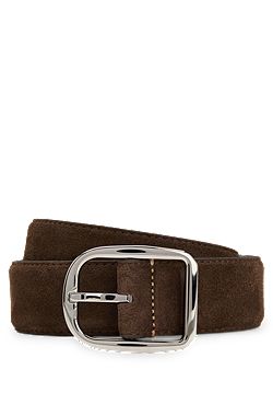 Italian-made suede belt with frame buckle