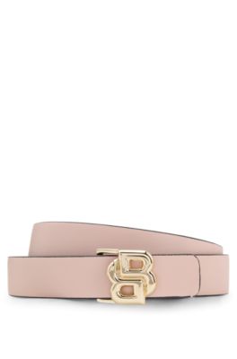 Reversible Italian-leather belt with Double B monogram buckle, light pink