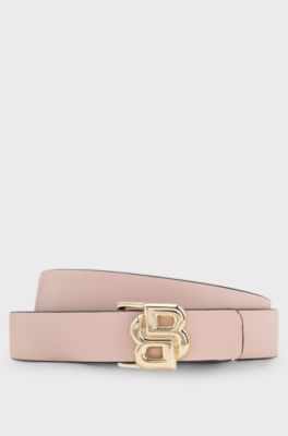 Reversible Italian-leather belt with Double B monogram buckle, Light Pink