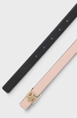 Reversible Italian-leather belt with Double B monogram buckle, Light Pink