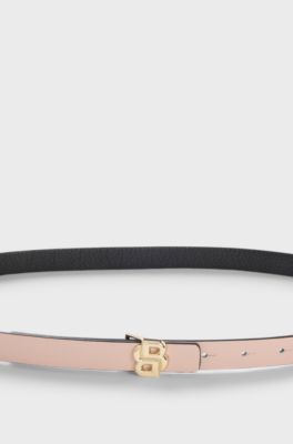 Reversible Italian-leather belt with Double B monogram buckle, light pink