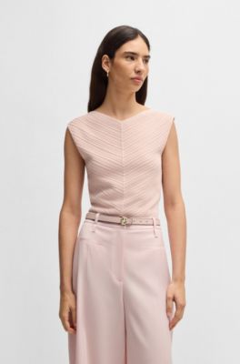 Reversible Italian-leather belt with Double B monogram buckle, light pink