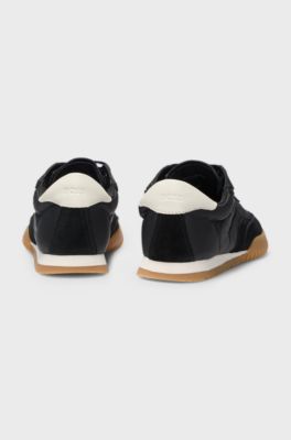 Low-top trainers in fabric and suede, Black