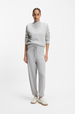 Low-top trainers in fabric and suede, Natural