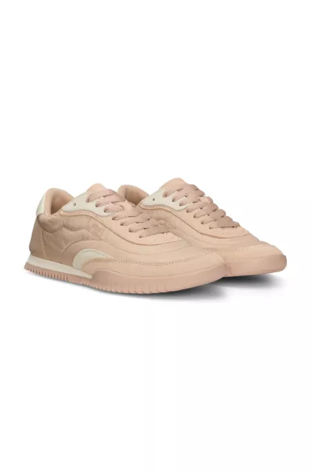 Low-top trainers in fabric and suede