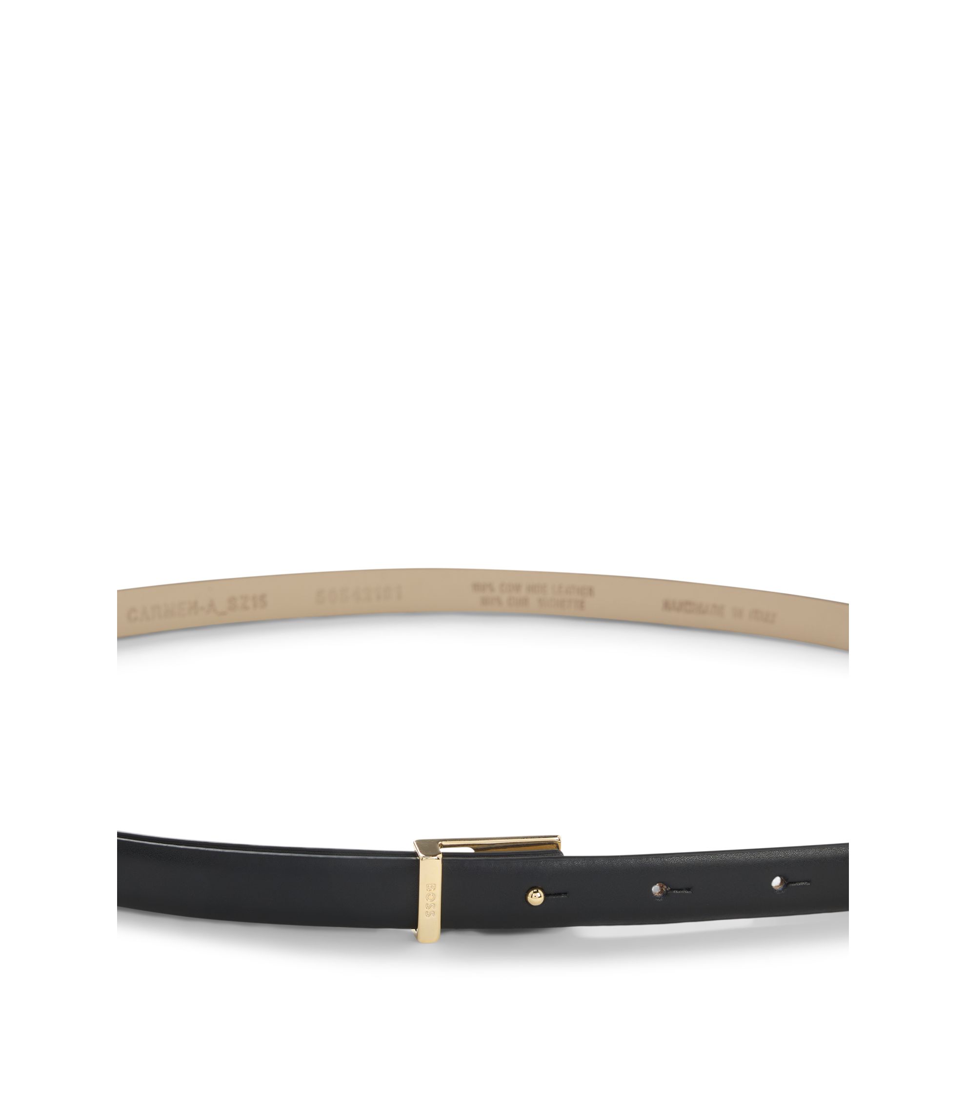 BOSS - Leather belt with gold-tone buckle - Black display picture 3