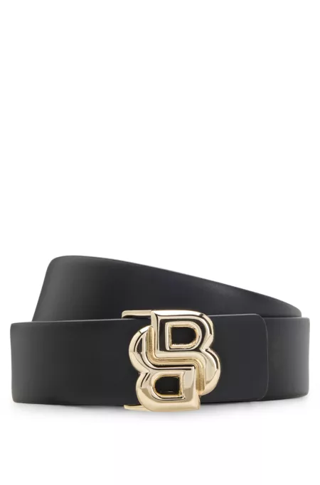 Leather belt with Double B monogram buckle