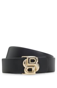 Leren riem met Double B-monogramgesp, Zwart