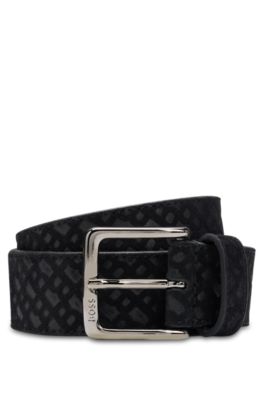 모노그램 패턴 스웨이드 벨트, 블랙 패턴