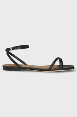 Leather sandals with Double B monogram, Black