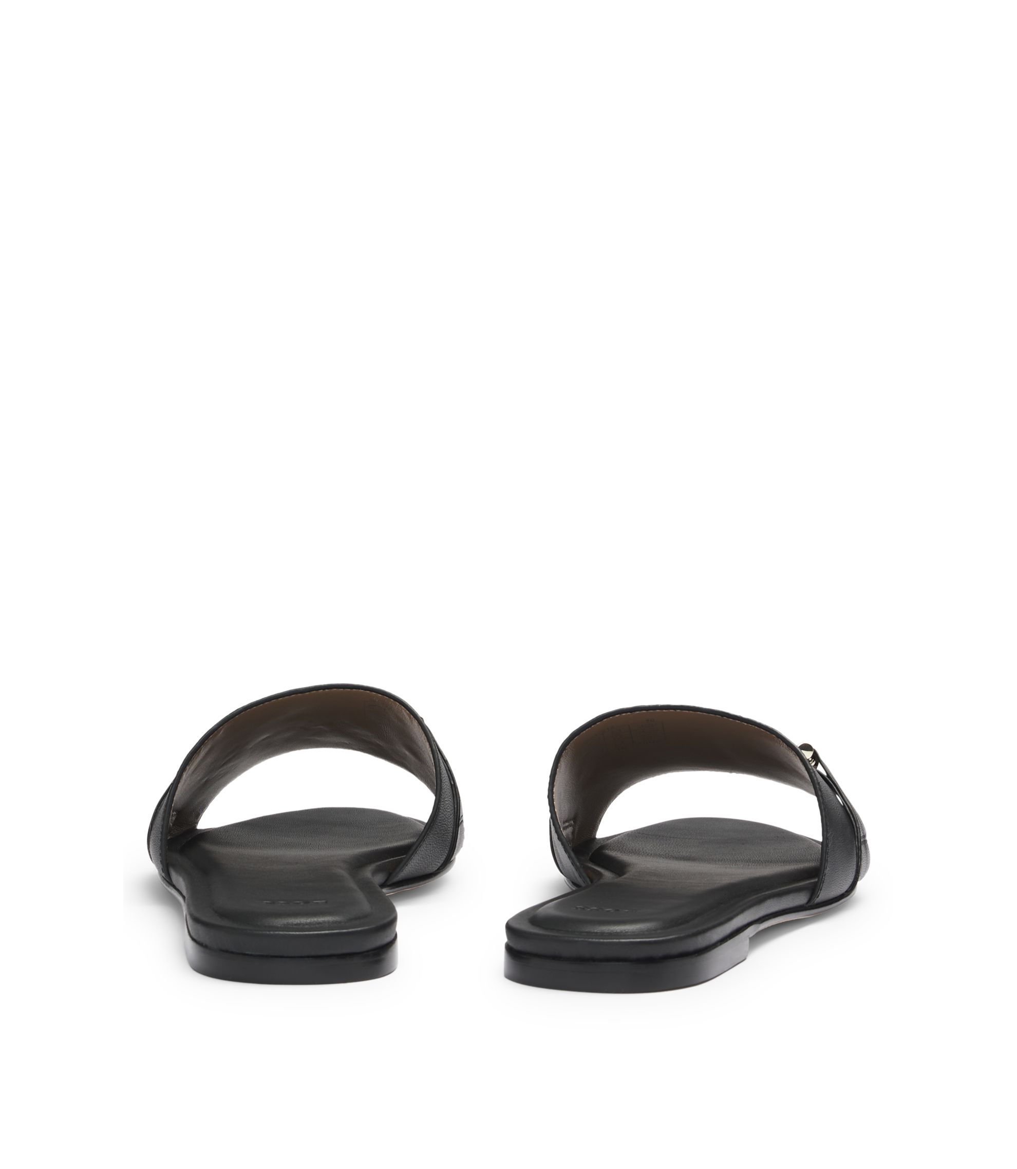 BOSS - Leather slides with gold-tone Double B monogram - Black