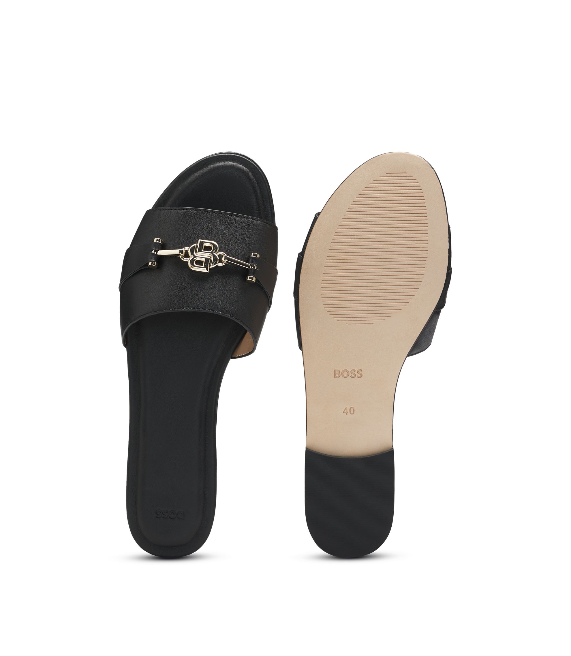 BOSS Black and Gold Slide Sandals NWT Hugo Boss Kids Gold Logo Pool Slides main image 2