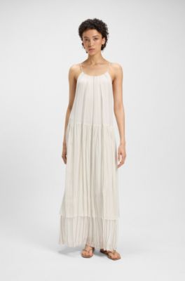 Leather toepost sandals with Double B monogram, Beige