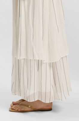 Leather toepost sandals with Double B monogram, Beige