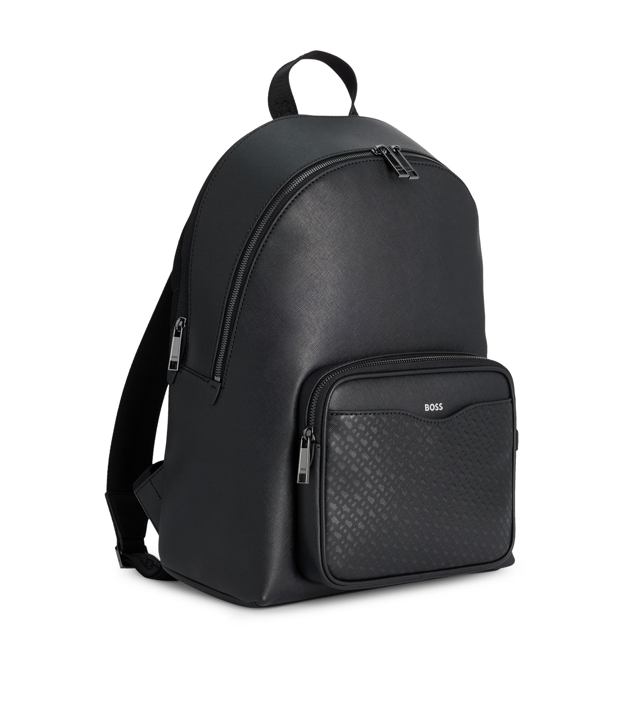 ロ*】様 HUGO BOSS バックパック BOSS - Zipped backpack with leather trims - Black