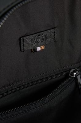 Backpack with monogram-patterned pocket, Black