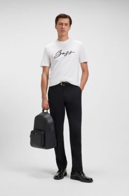 Backpack with monogram-patterned pocket, Black