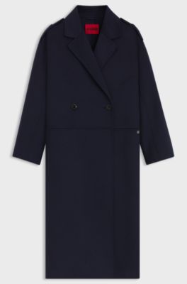 Oversized-fit coat with double-breasted closure, Dark Blue