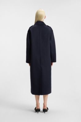 Oversized-fit mantel met twee rijen knopen, Donkerblauw