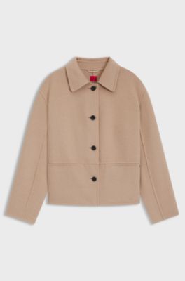 Relaxed-fit jacket with button front, Beige