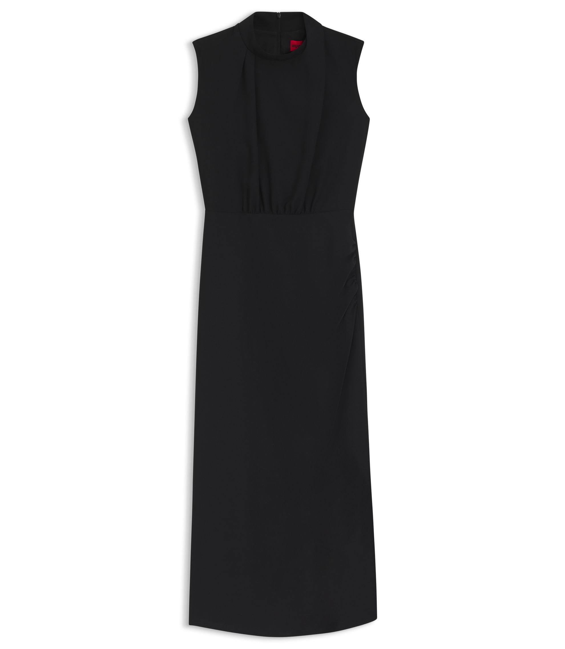 HUGO - ロングドレス クレープ ドレープモックネック - ブラック