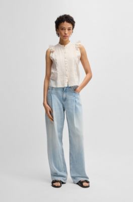 Leren slippers met dubbele gespbandjes, Zwart