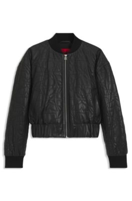 HUGO - リラックスフィット パデッドレザージャケット キルティング