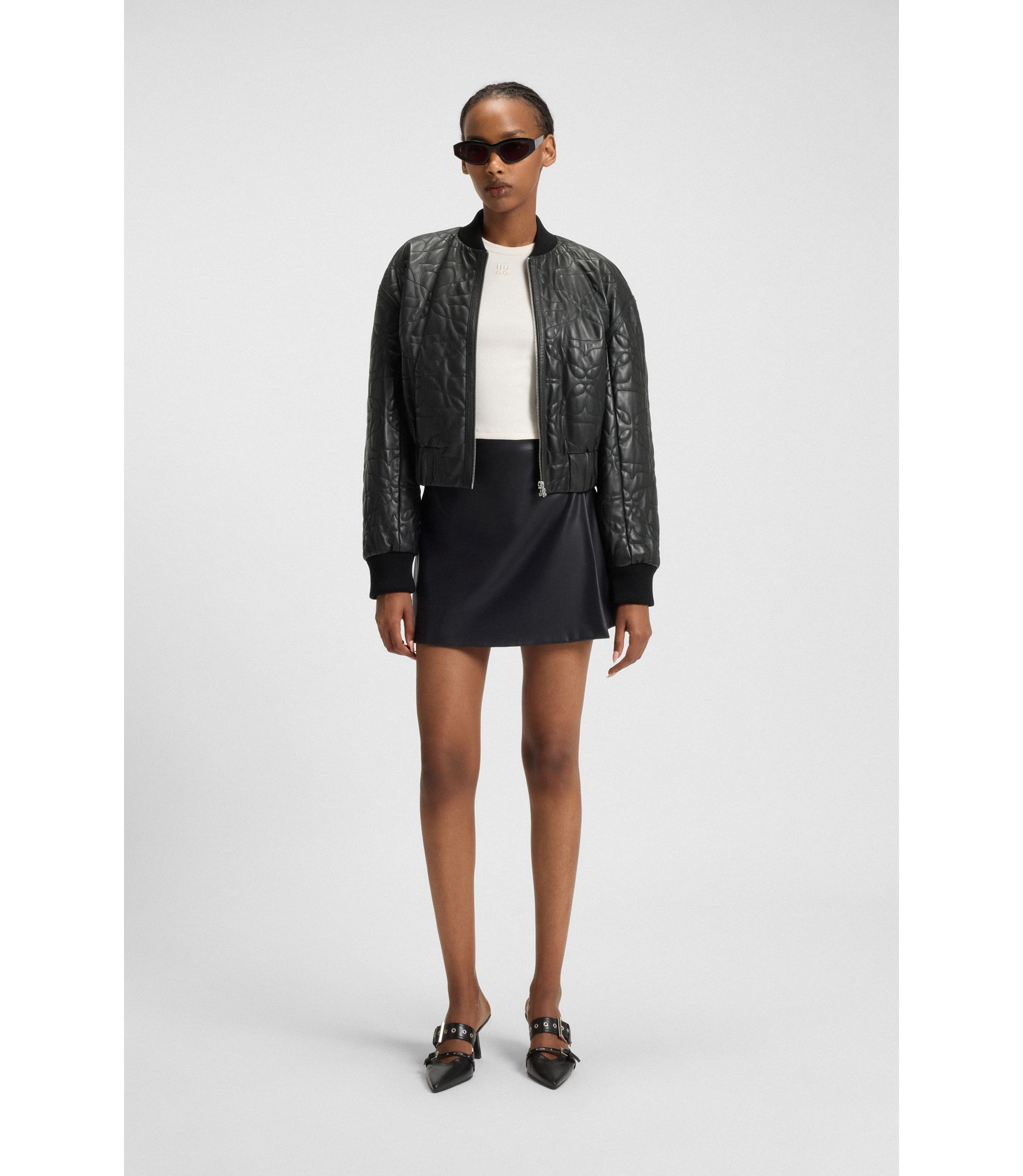 HUGO - リラックスフィット パデッドレザージャケット