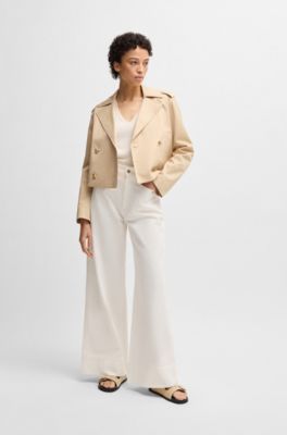 Raffia slides with buckled straps, Beige